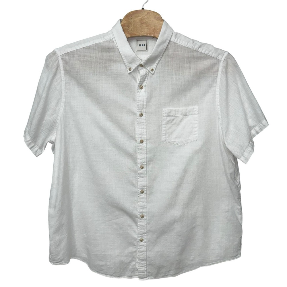 ROWM White Cotton Short Sleeve Button-Down Shirt Men's Size 3XB Pocket